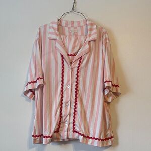 Pajama Striped Pink and White Button-Up Shirt & Shorts